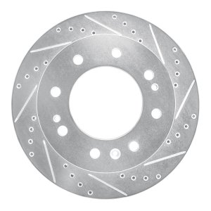 Chevrolet Silverado 3500 HD Brake Rotor (1) - Front Right - R1 Concepts - Drilled & Slotted - Silver - `11-`25